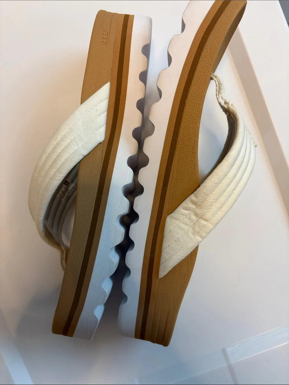 Coco Reef White Strap Sandals with Tan Footbed